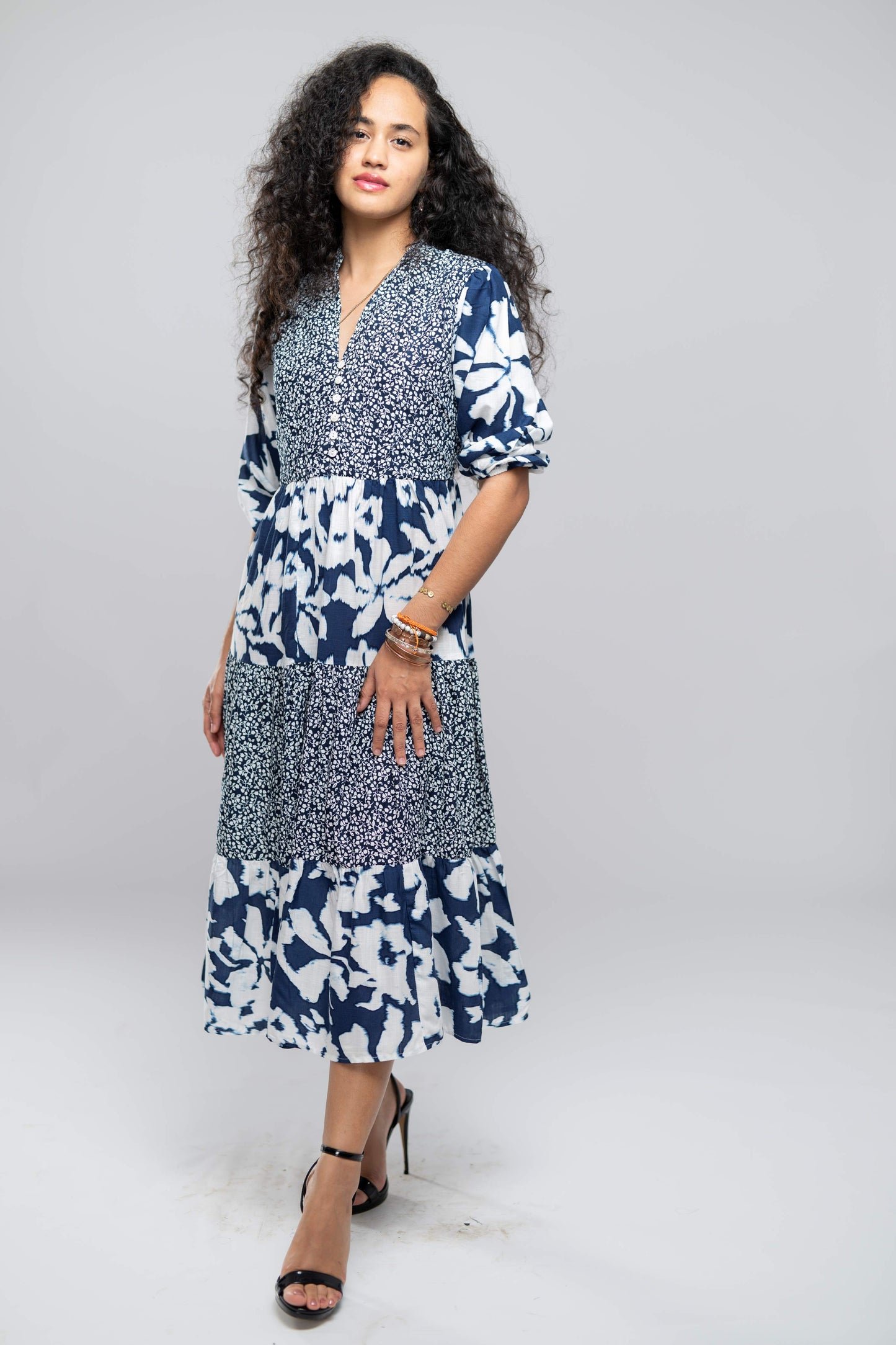 SB Floral Print Fit & Flare Midi Dress