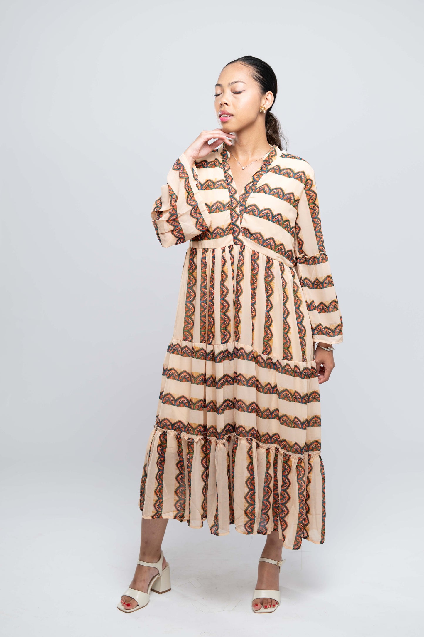 Signature Collection-Printed Fit &amp; Flare Midi Dress