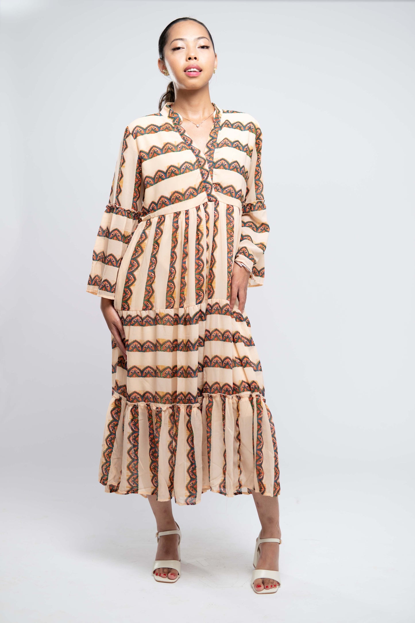 Signature Collection-Printed Fit &amp; Flare Midi Dress