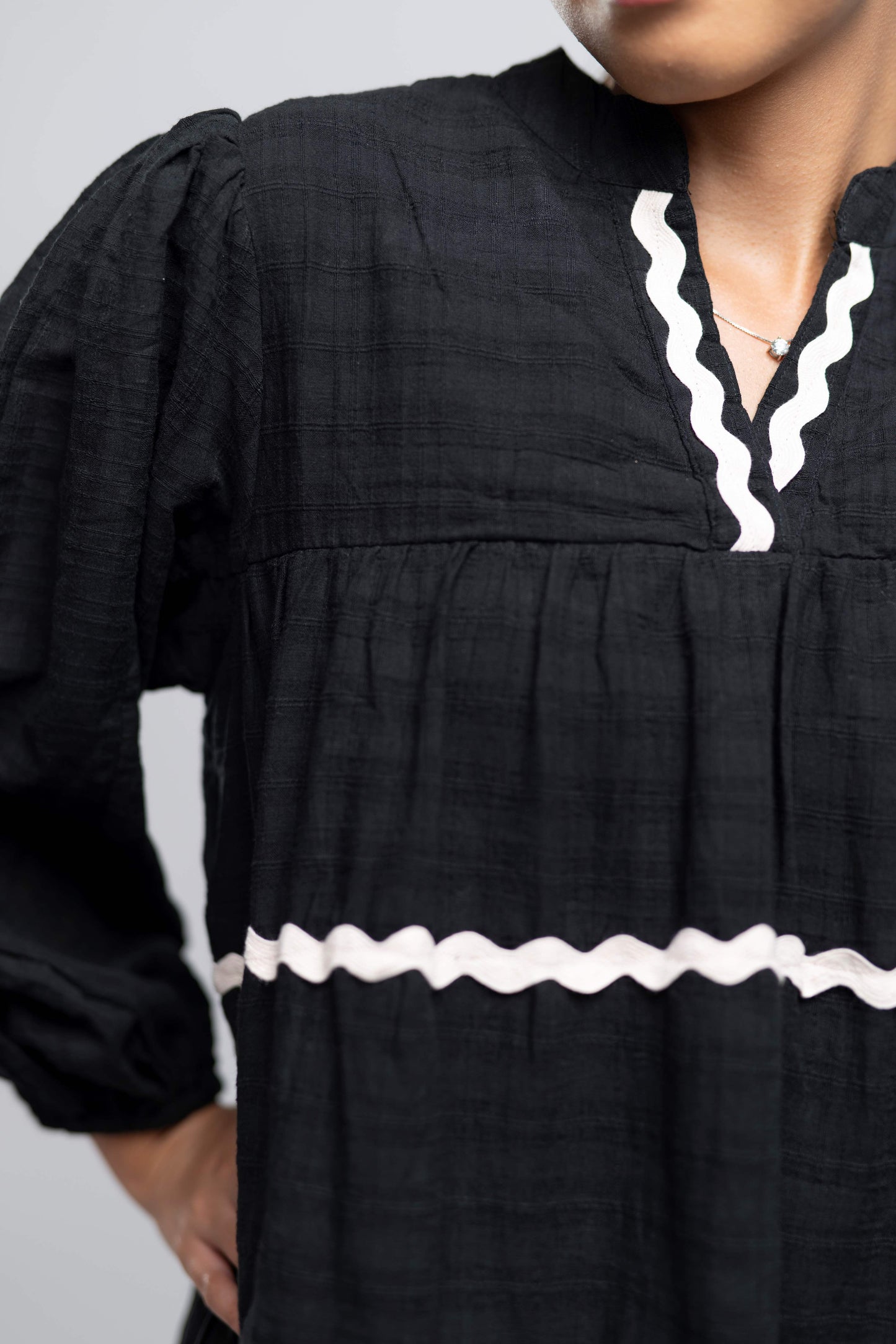 Signature Collection-Fit & Flare Puff Sleeve Dress