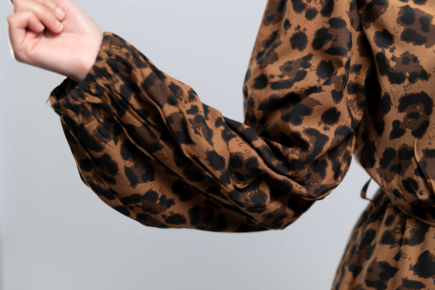 Coffee Brown & Black Animal Print Dress.