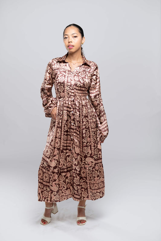 Signature Collection- Floral Print Maxi Ethnic Dress