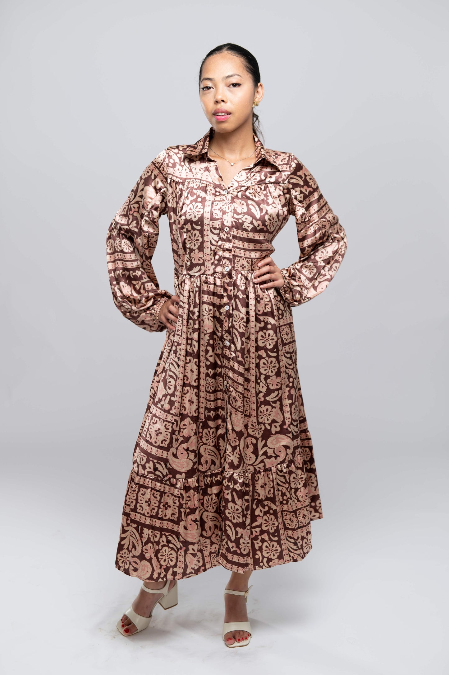 Signature Collection- Floral Print Maxi Ethnic Dress