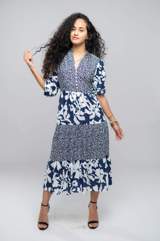 SB Floral Print Fit & Flare Midi Dress