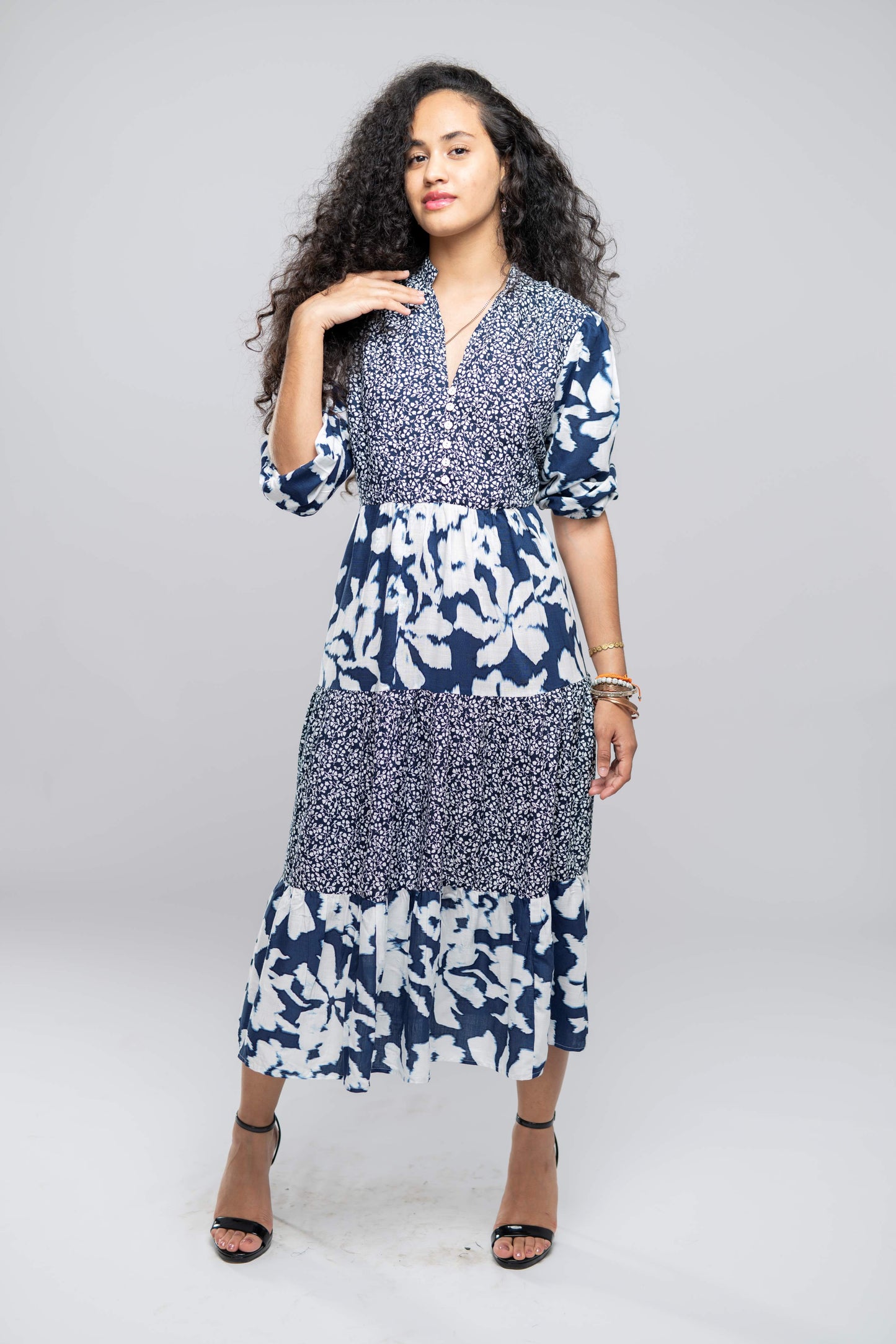 SB Floral Print Fit & Flare Midi Dress