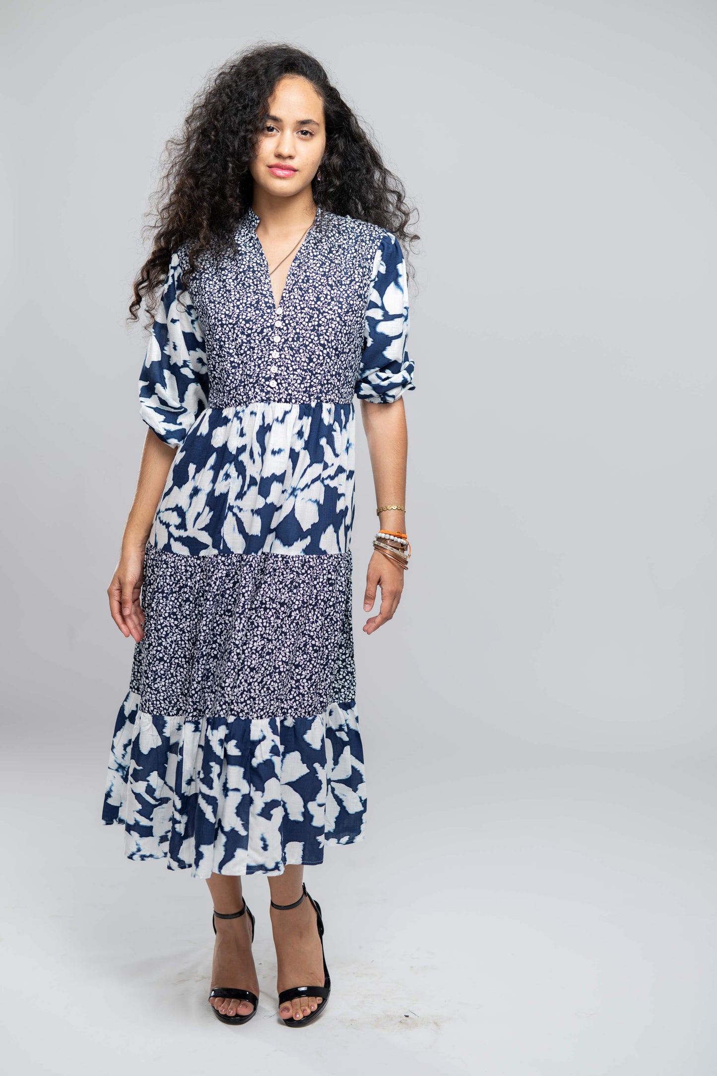 SB Floral Print Fit & Flare Midi Dress