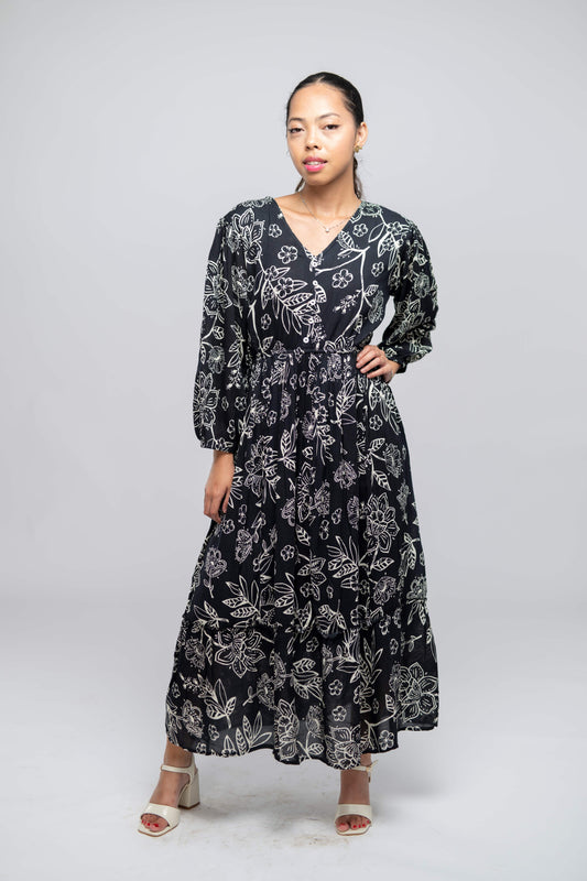 SB Floral Printed Fit & Flare Midi Dress
