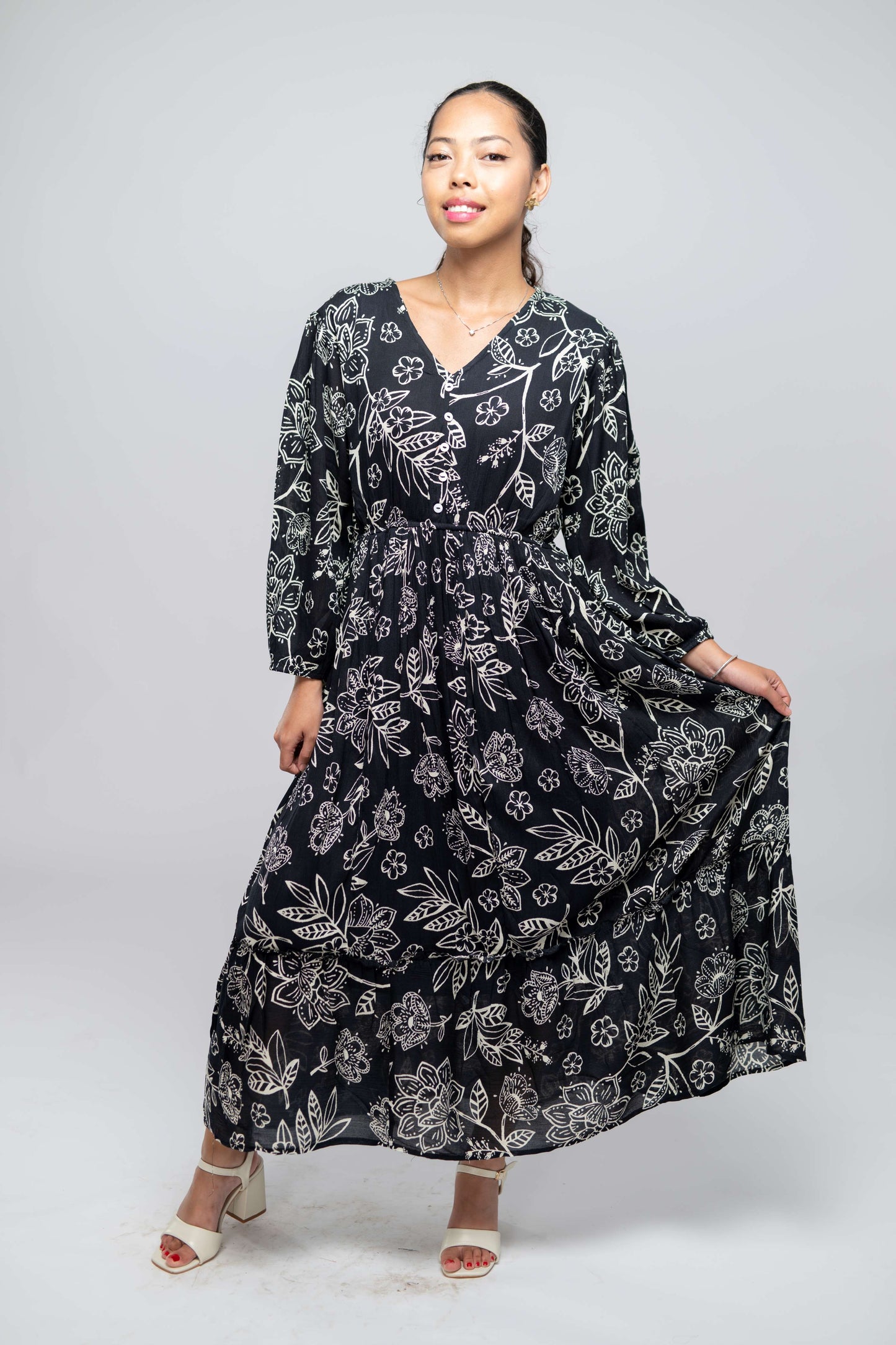 SB Floral Printed Fit & Flare Midi Dress