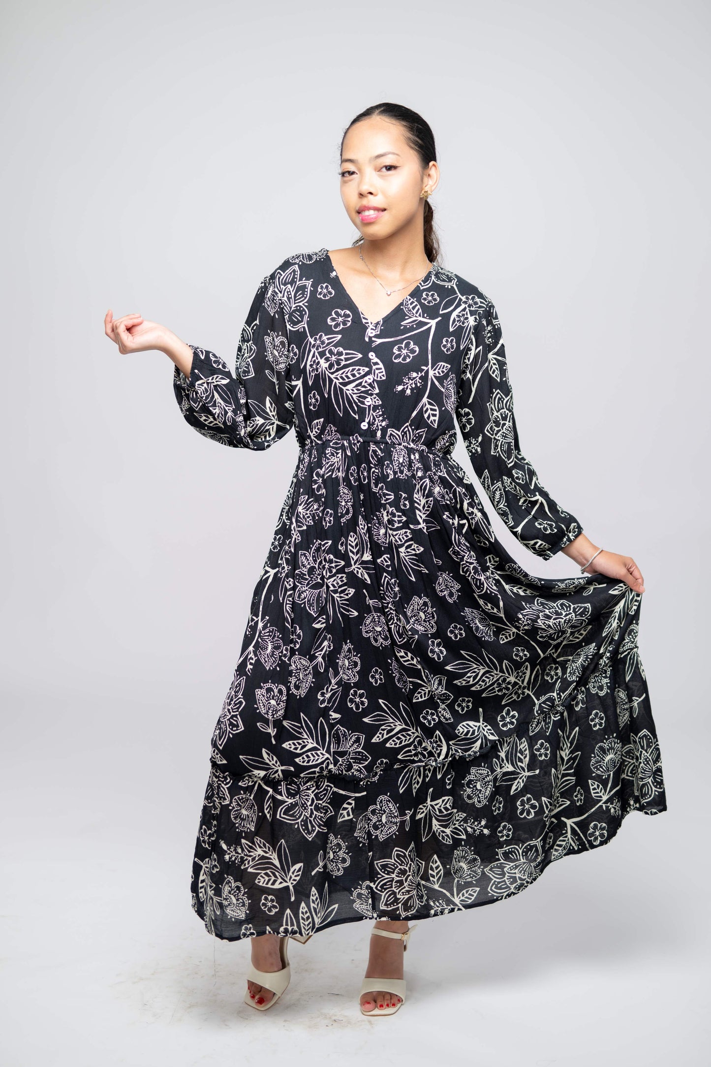 SB Floral Printed Fit & Flare Midi Dress