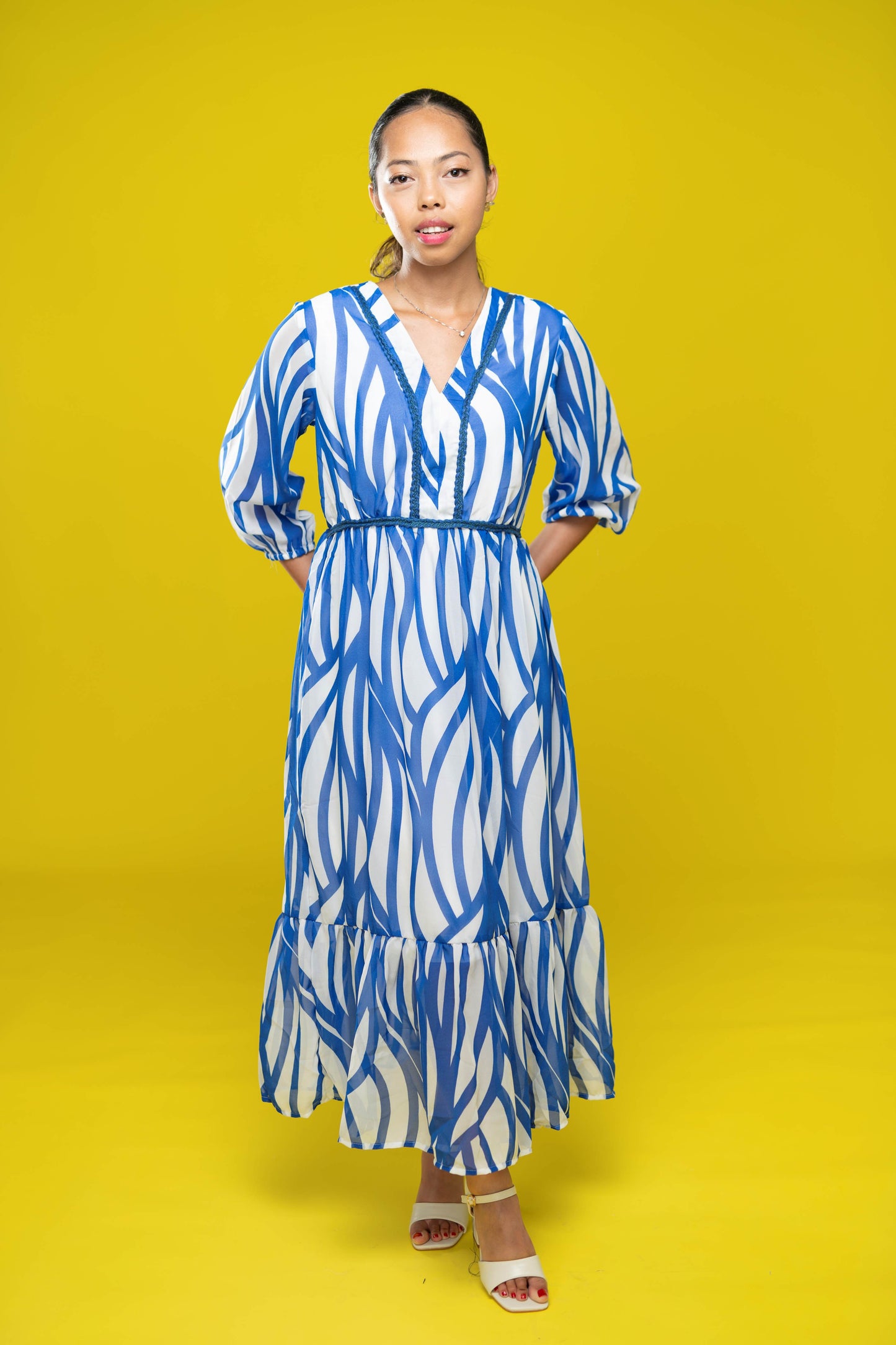 SB Printed Crepe Fit & Flare Dress