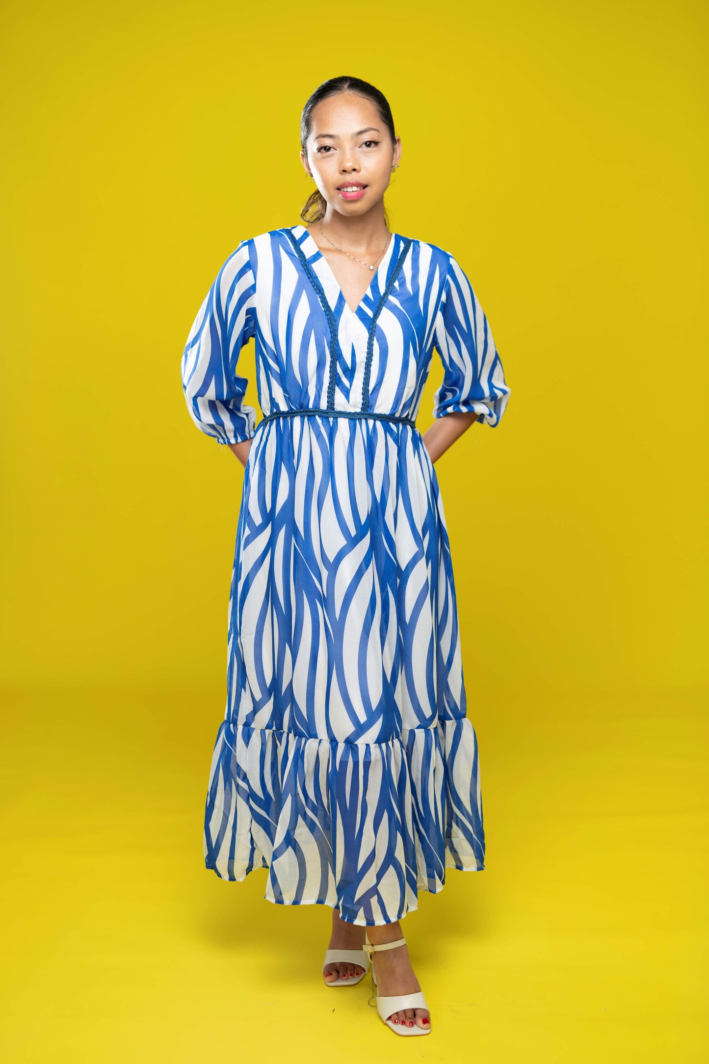 SB Printed Crepe Fit & Flare Dress