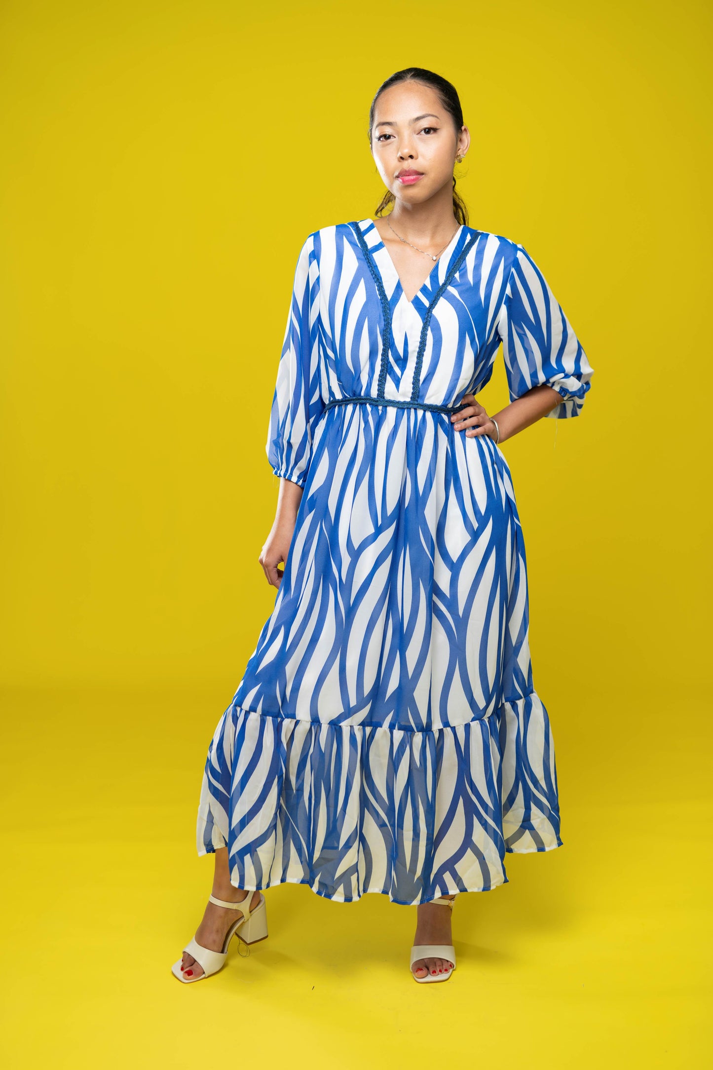 SB Printed Crepe Fit & Flare Dress