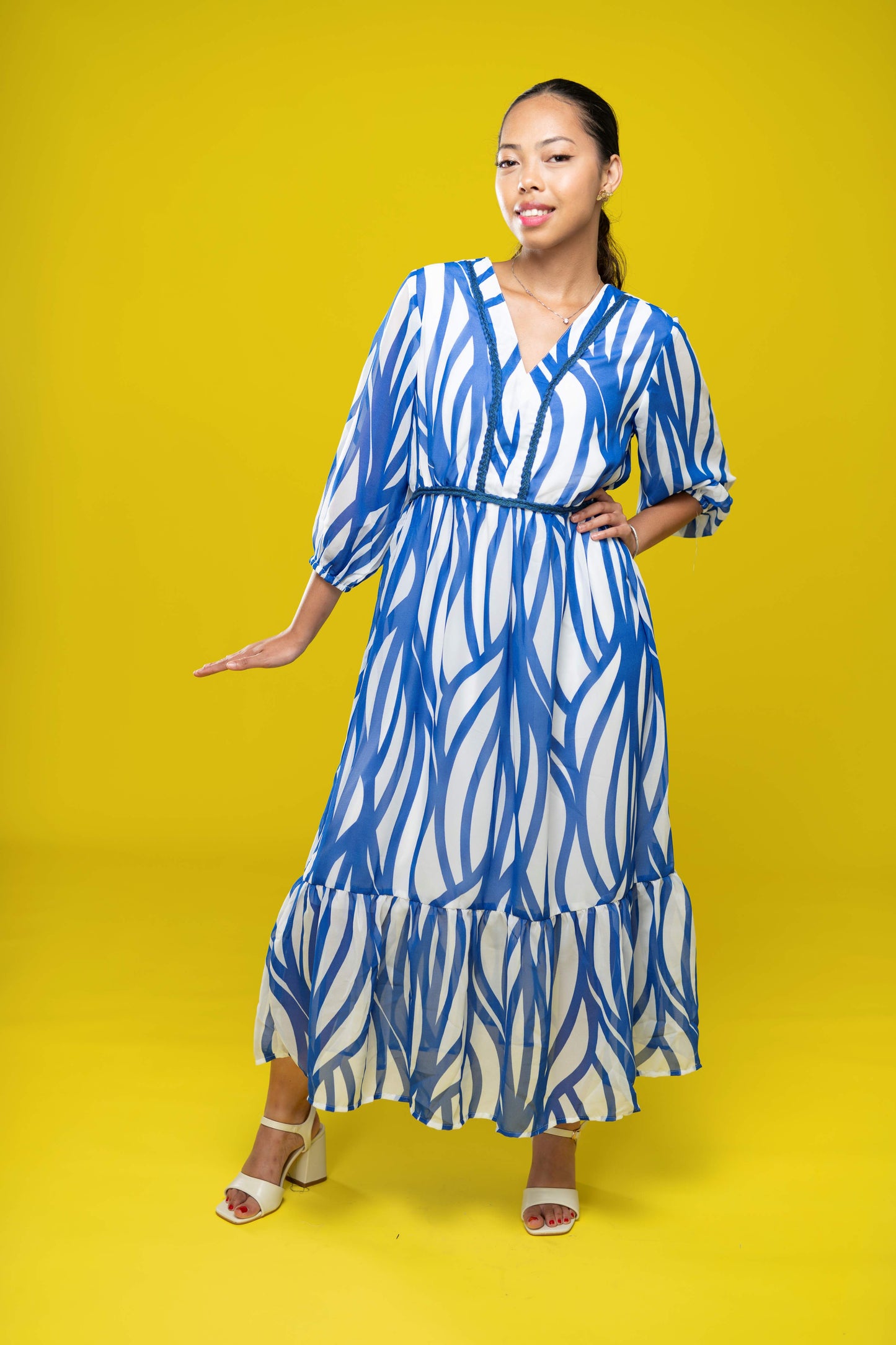 SB Printed Crepe Fit & Flare Dress