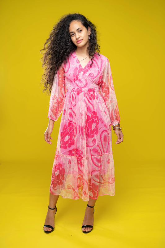 SB Printed Fit & Flare Midi Dress