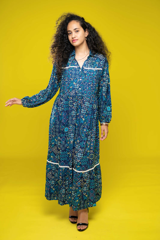 SB Print Fit & Flare Maxi Dress