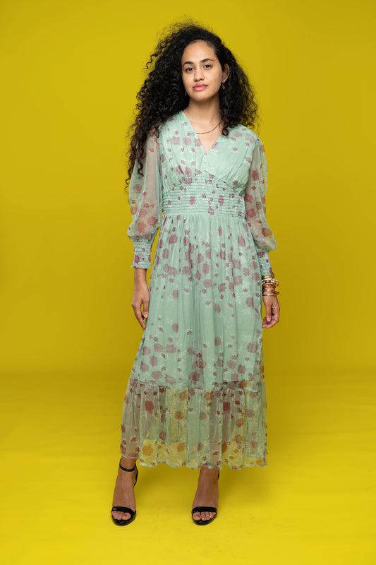 SB Floral Green Maxi Dress