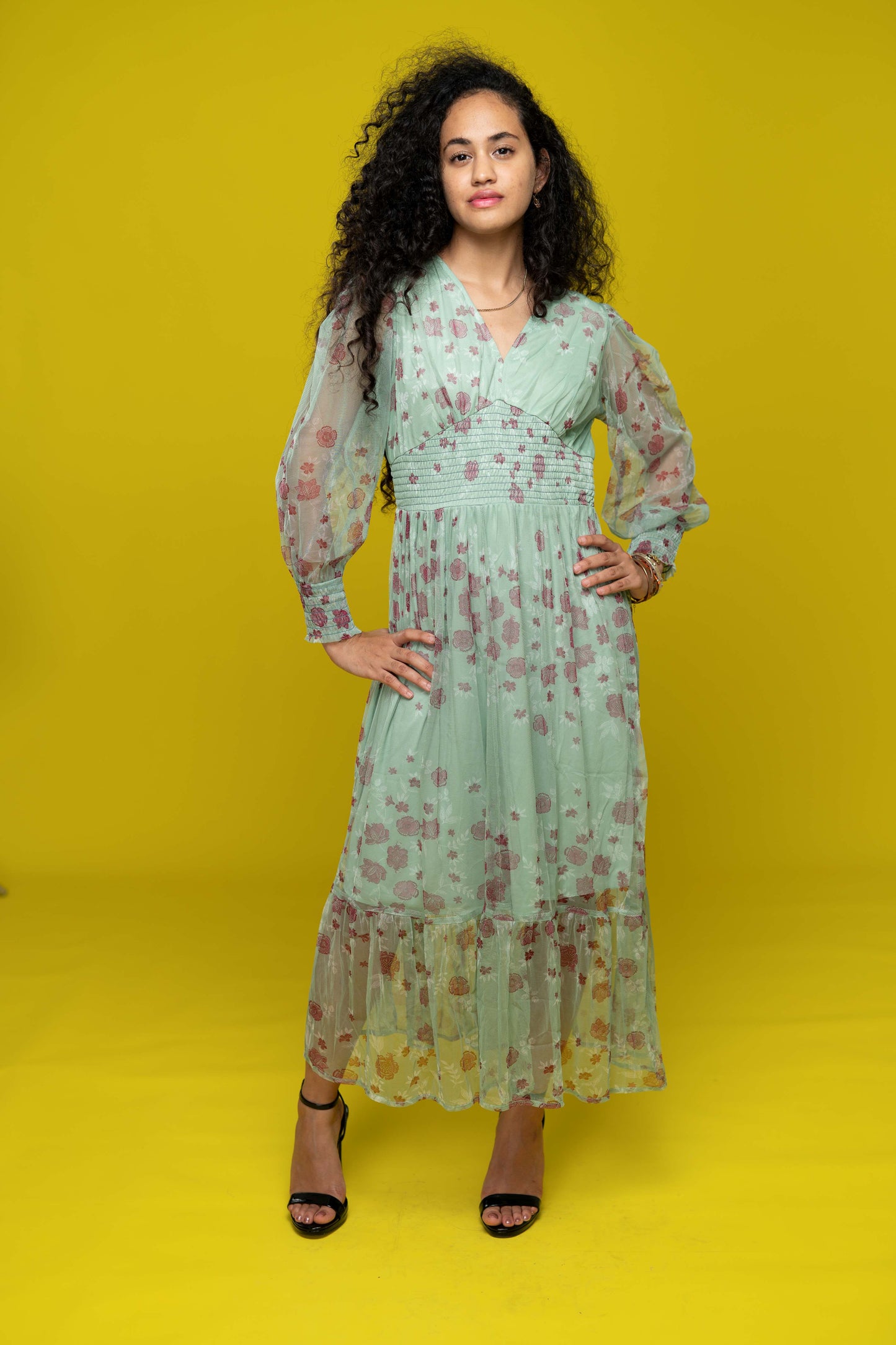 SB Floral Green Maxi Dress