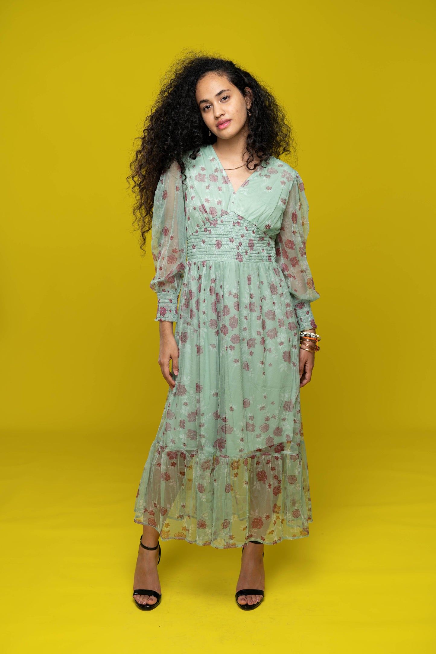 SB Floral Green Maxi Dress