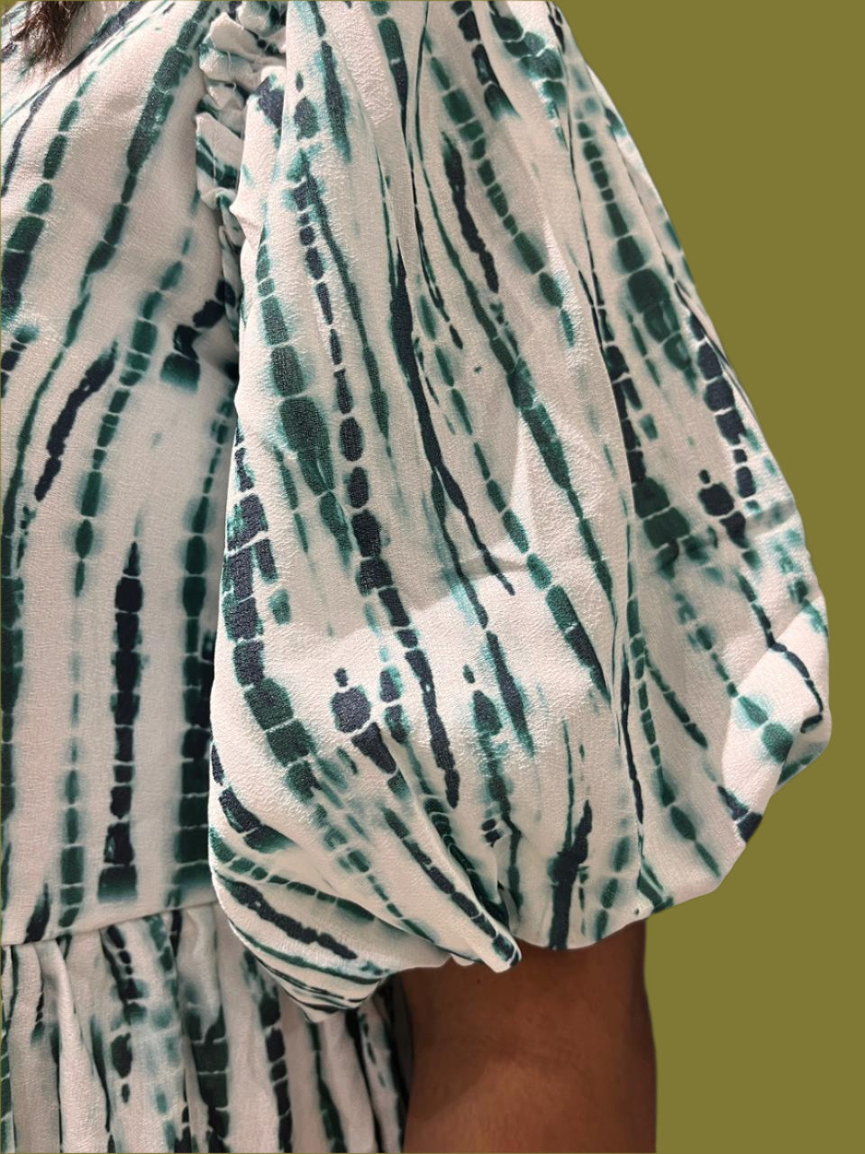 SB white and green pattern dress